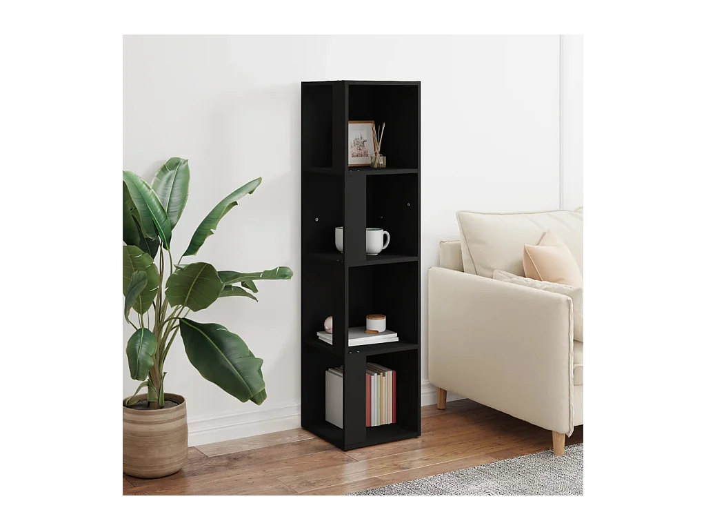 Armoire d'angle Noir 33x33x132 cm Bois d’ingénierie