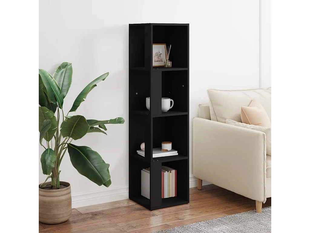 Armoire d'angle Noir 33x33x132 cm Bois d’ingénierie