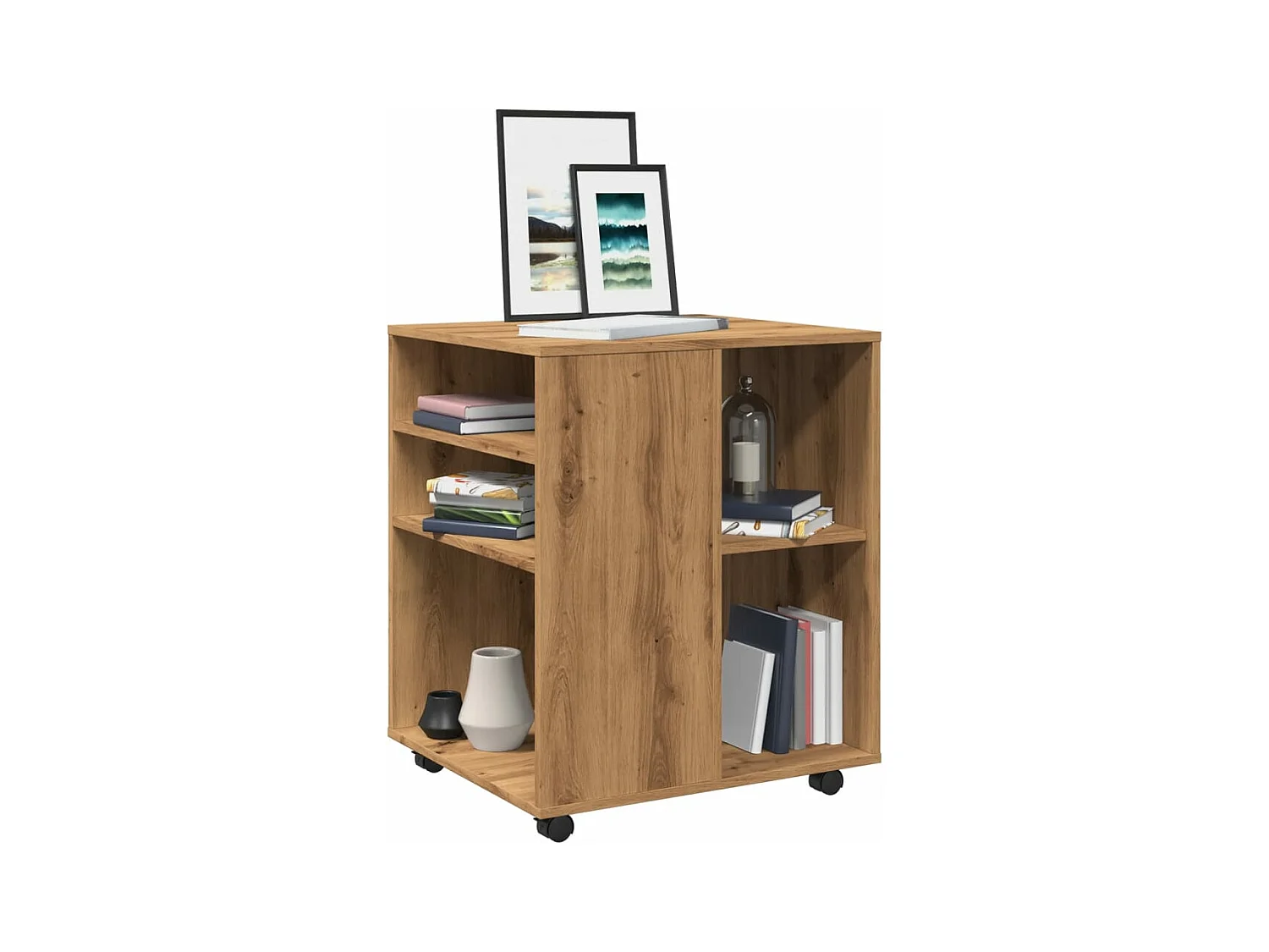 Armoire roulante chêne artisanal 60x53x72 cm bois d'ingénierie
