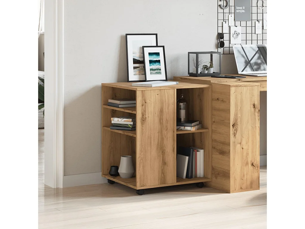 Armoire roulante chêne artisanal 60x53x72 cm bois d'ingénierie