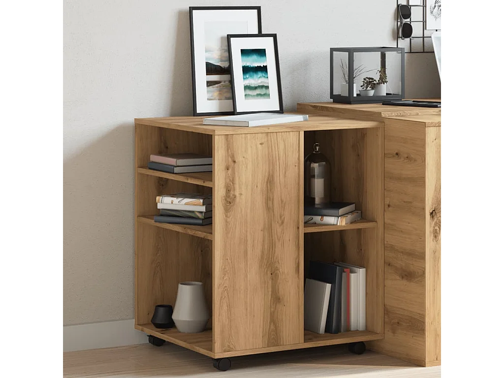 Armoire roulante chêne artisanal 60x53x72 cm bois d'ingénierie