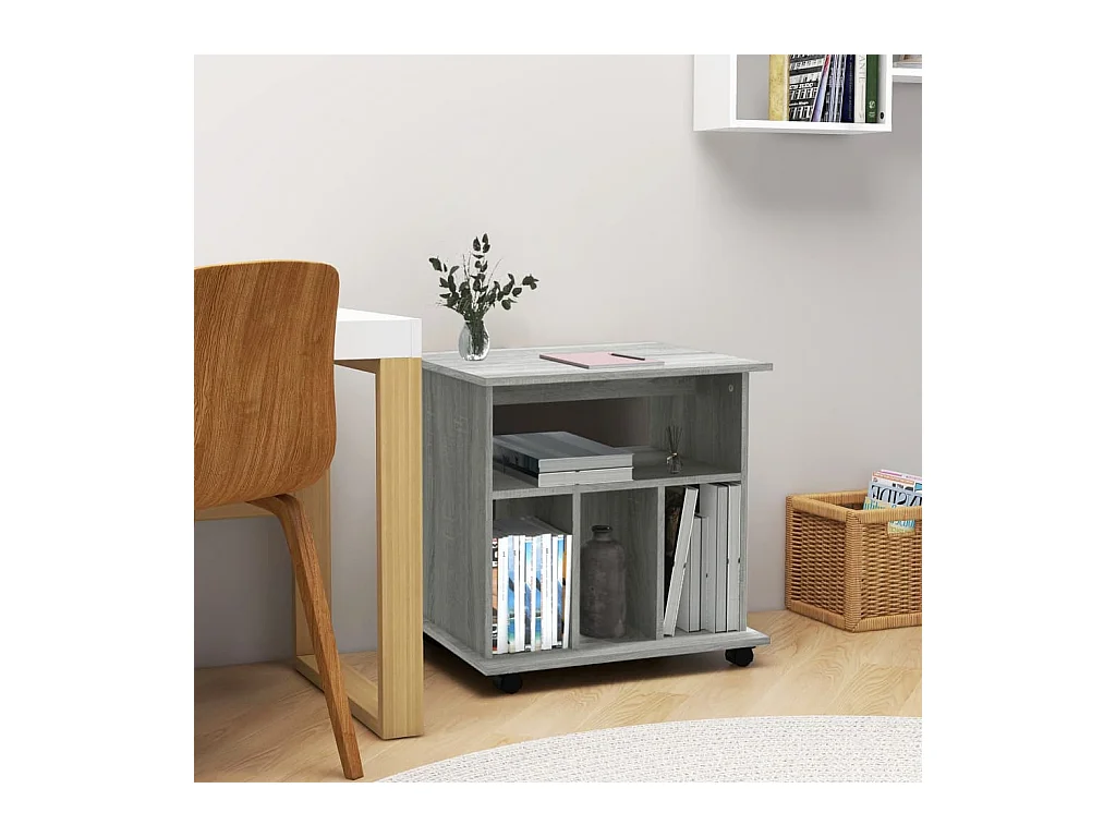 Mobile con rotelle Sonoma grigio 60x45x60 cm MDF