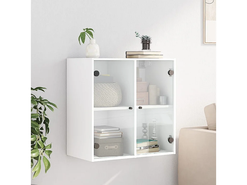 Wandschrank mit weißen Glastüren 68x37x68,5 cm