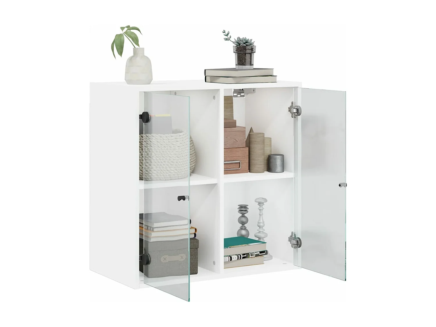 Armoire murale avec portes en verre blanc 68x37x68,5 cm