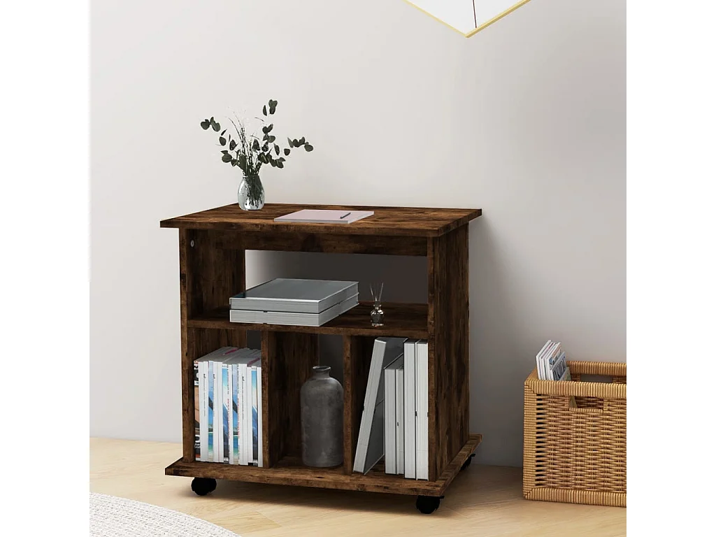 Armoire roulante Chêne fumé 60x45x60 cm Bois d'ingénierie