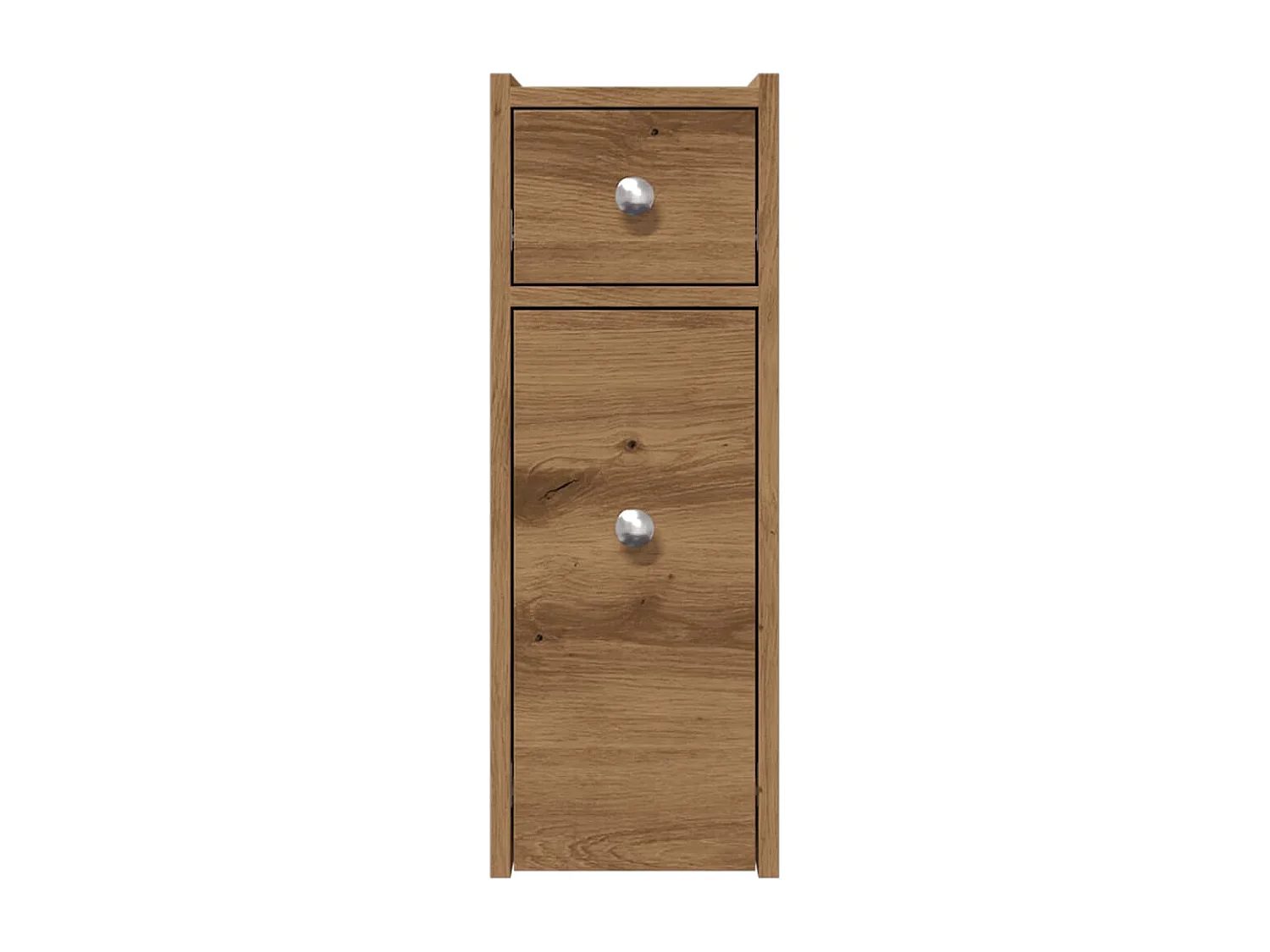 Armoire de salle de bain étroite avec roulettes chêne artisanal