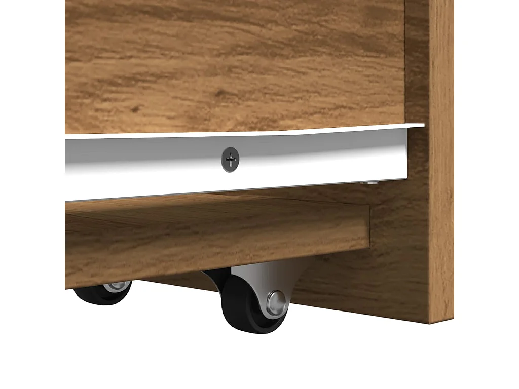 Armoire de salle de bain étroite avec roulettes chêne artisanal