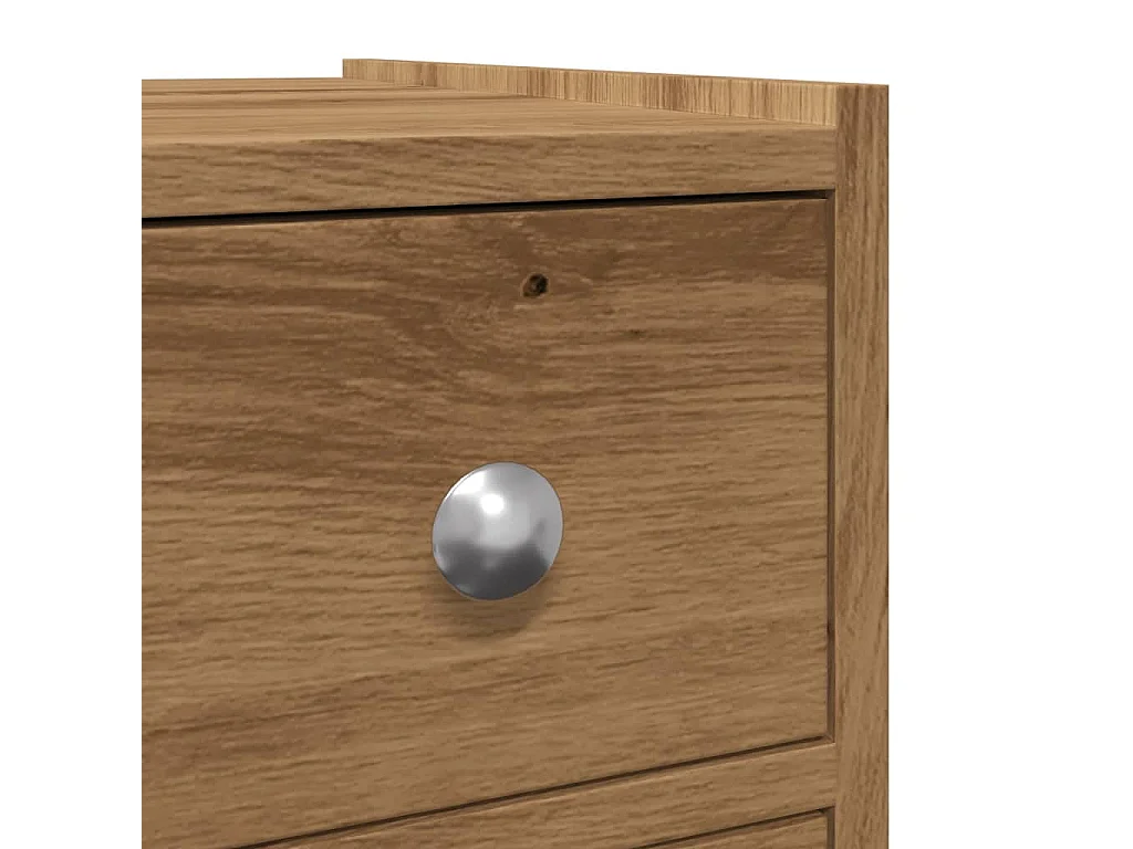 Schmaler Badezimmerschrank mit Rollen aus handgefertigter Eiche