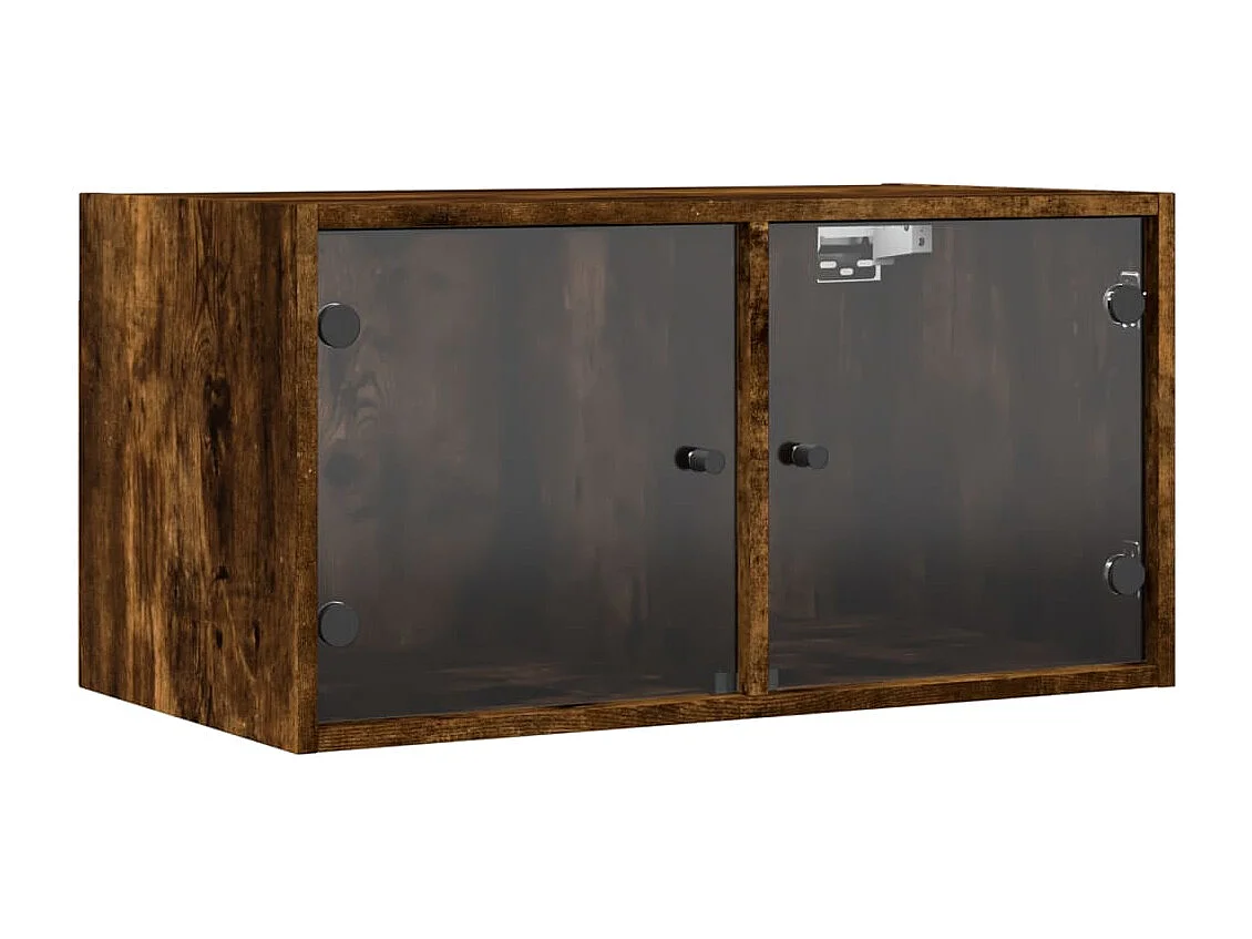 Armoire murale avec portes en verre chêne fumé 68,5x37x35 cm