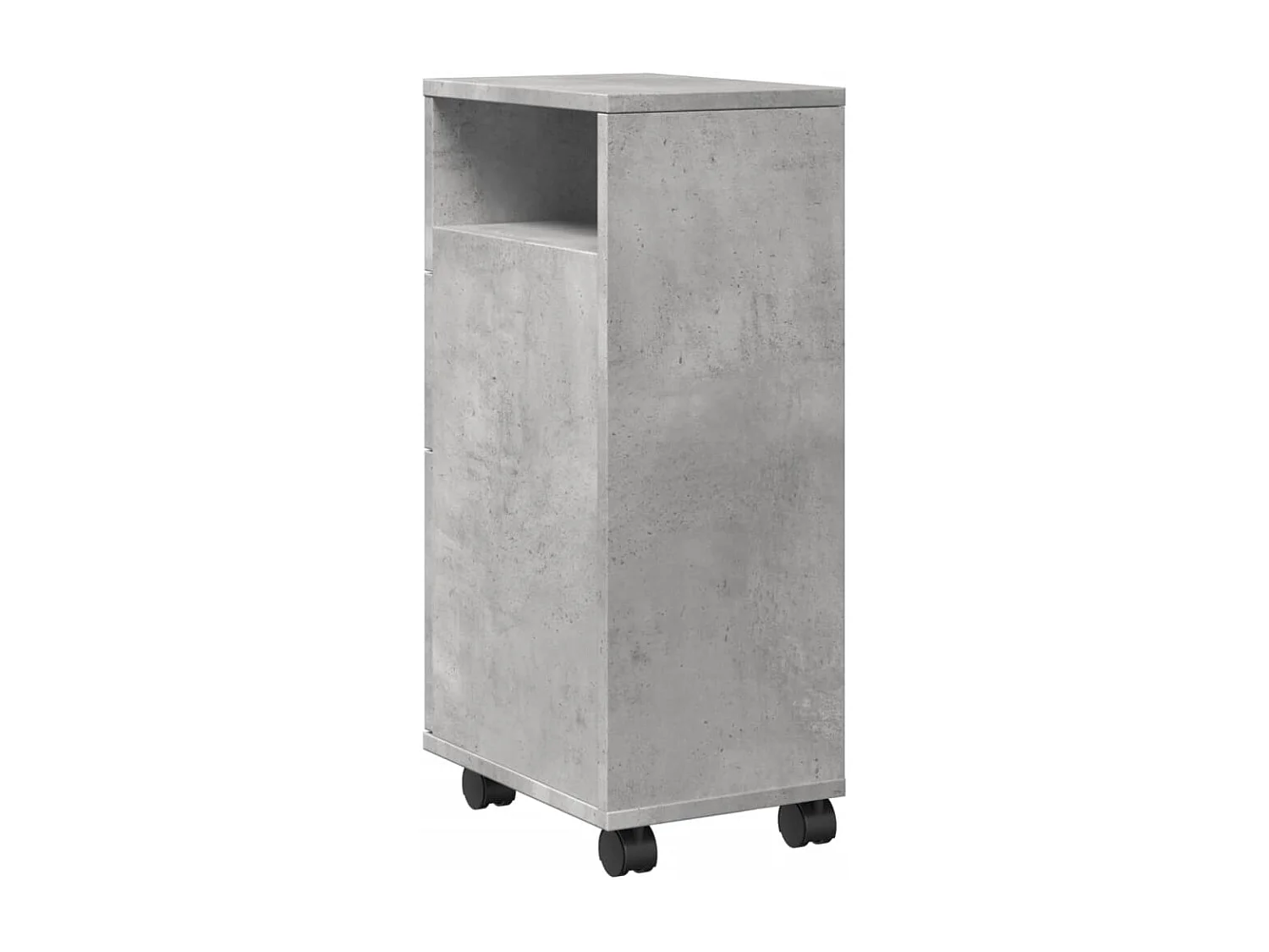 Meuble étroit de salle de bain à roulettes gris béton