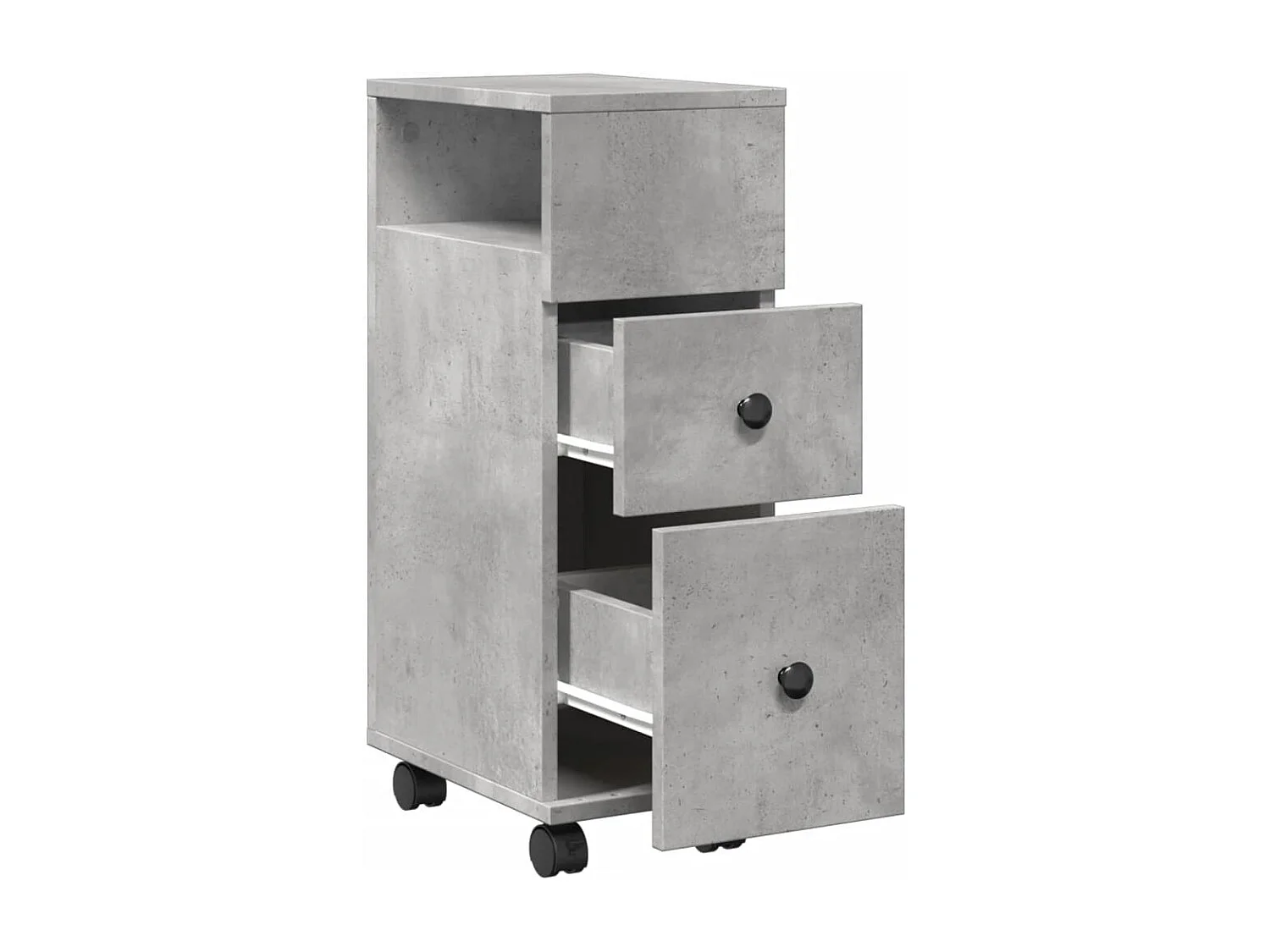 Meuble étroit de salle de bain à roulettes gris béton