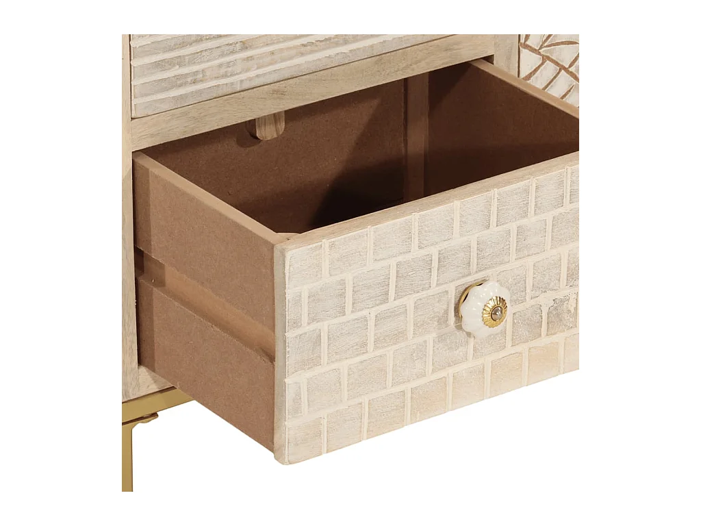 Buffet noir 55x30x76 cm bois massif de manguier et fer