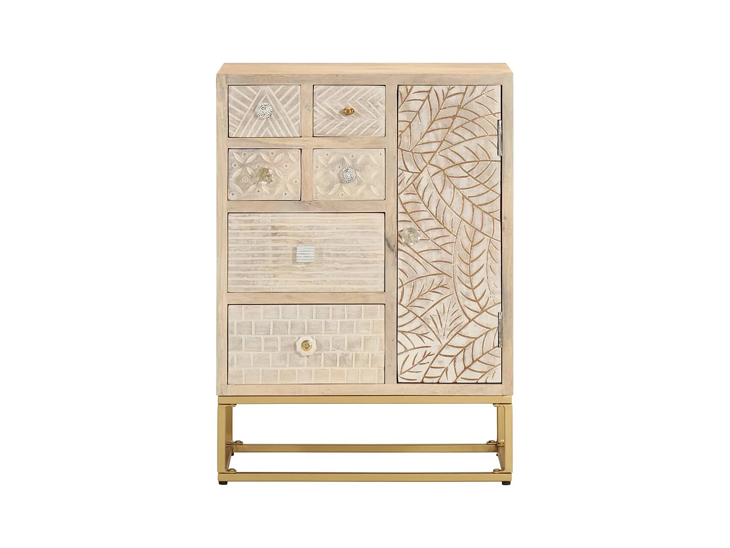 Buffet noir 55x30x76 cm bois massif de manguier et fer