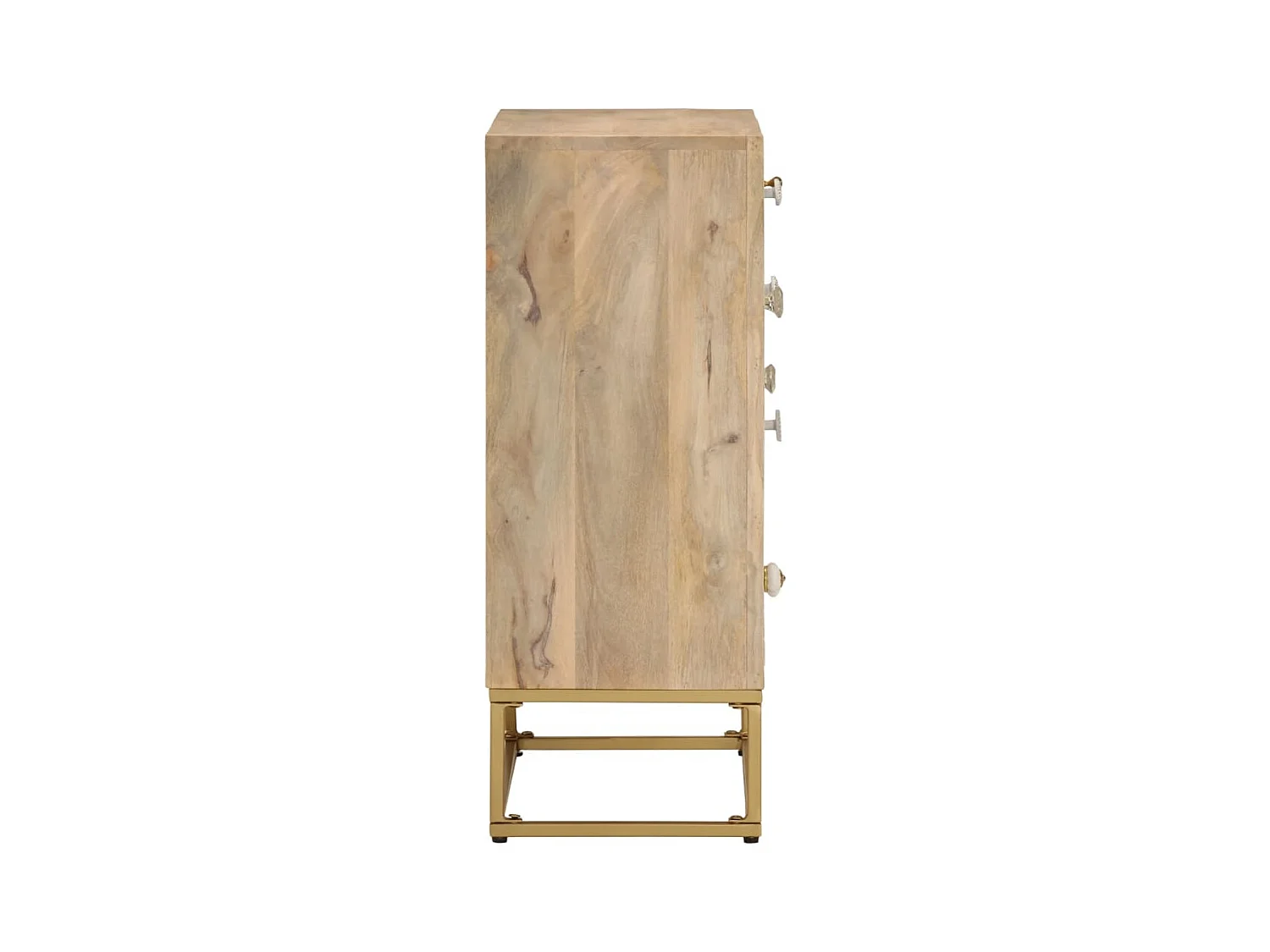 Buffet noir 55x30x76 cm bois massif de manguier et fer