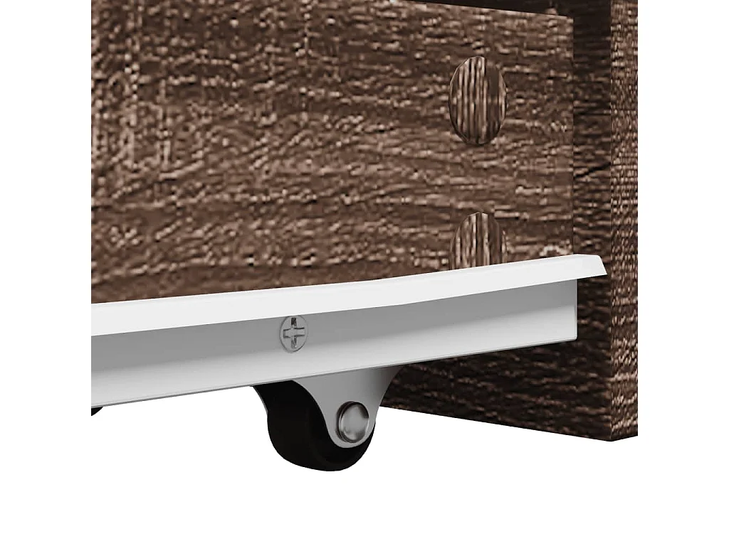 Mueble de baño estrecho con ruedas de roble marrón