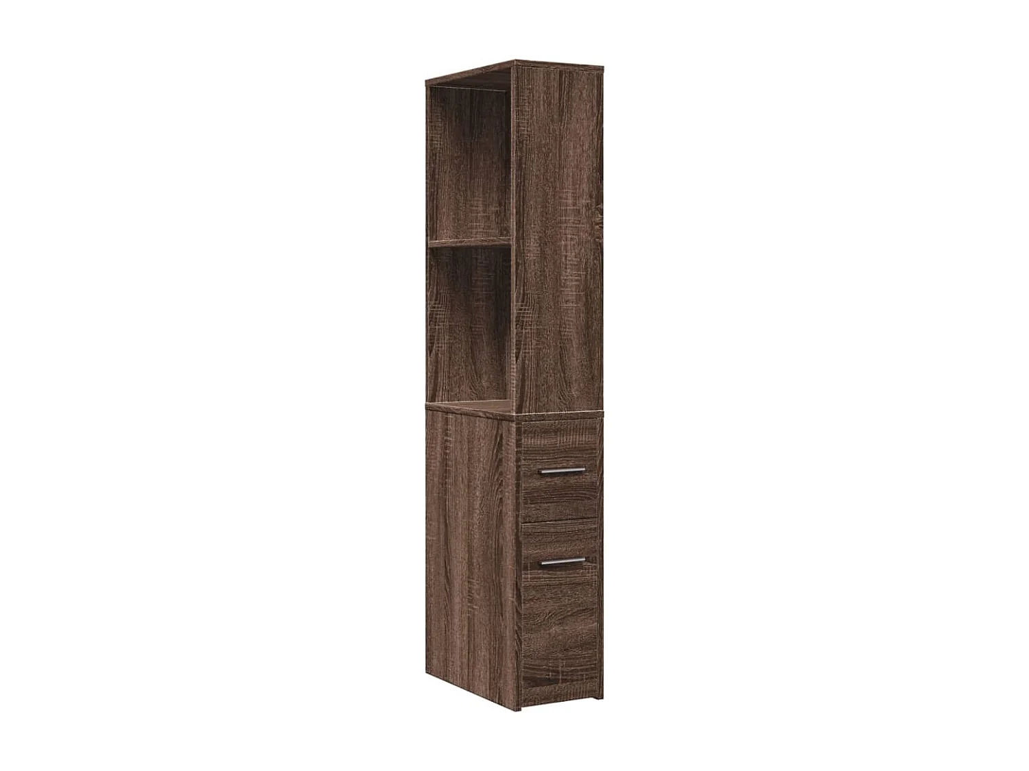 Armoire de salle de bain étroite avec roulettes chêne marron