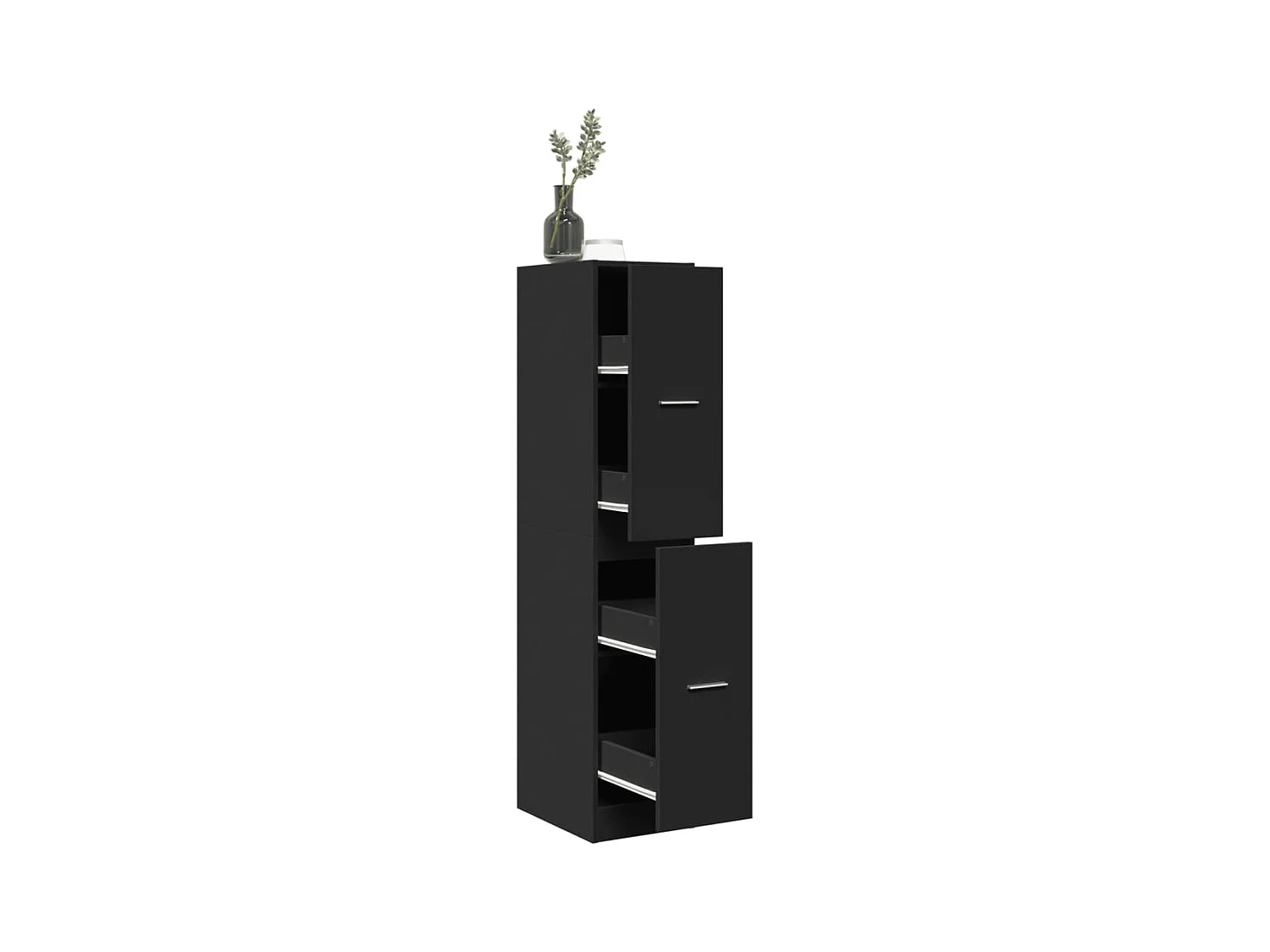 Zwarte apothekerskast 30x41x144,5 cm samengesteld hout