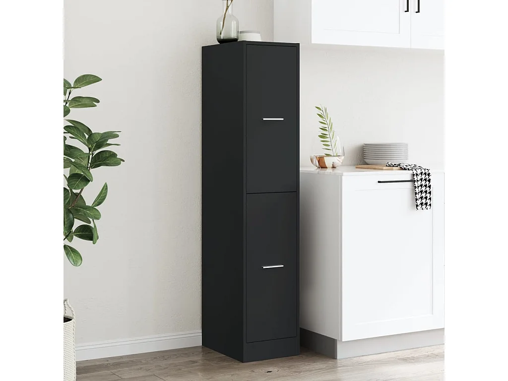 Armoire d'apothicaire noir 30x41x144,5 cm bois d'ingénierie