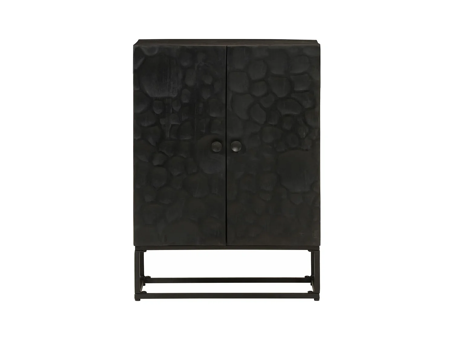 Buffet noir 55x30x76 cm bois massif de manguier et fer