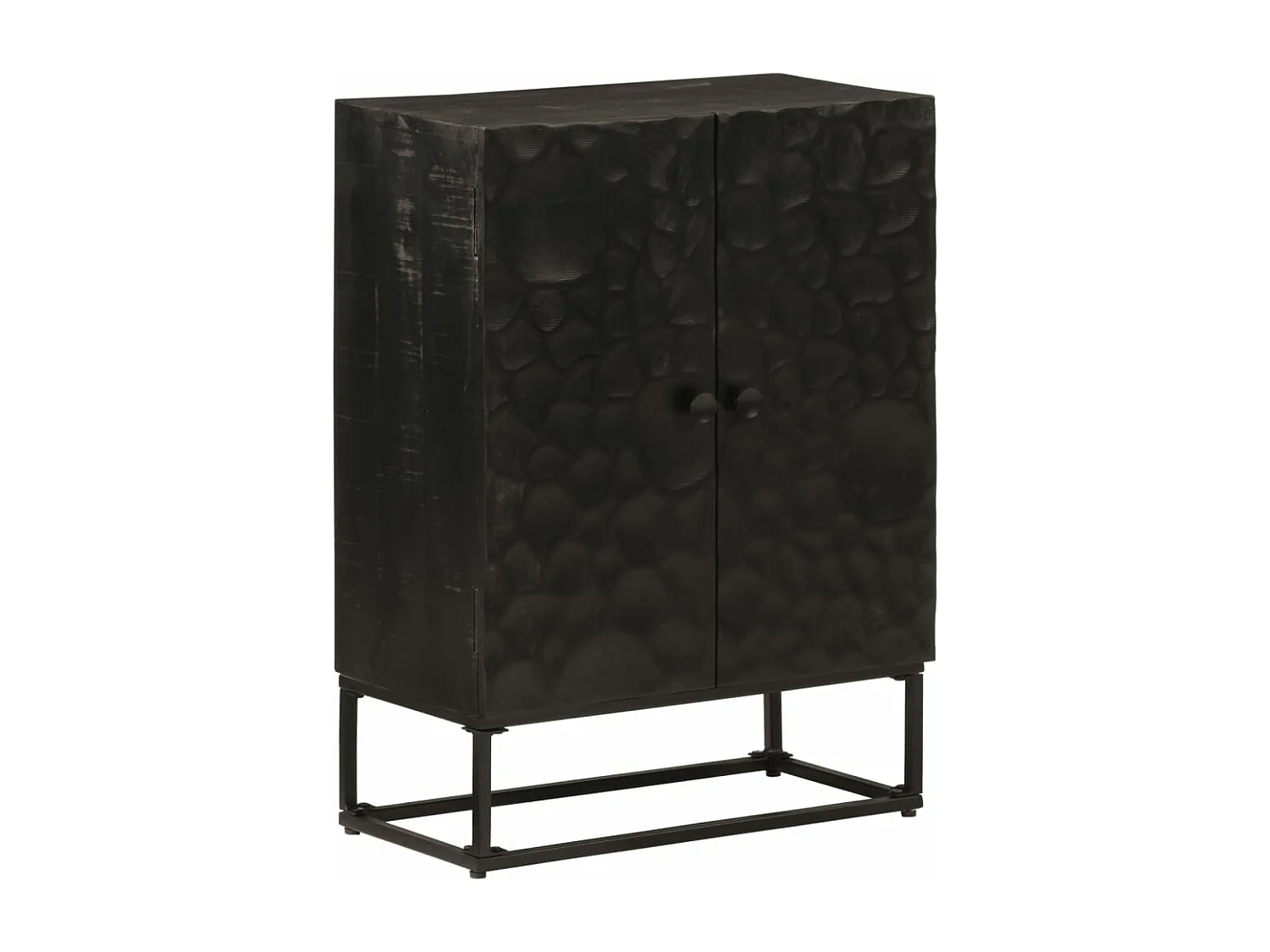 Buffet noir 55x30x76 cm bois massif de manguier et fer