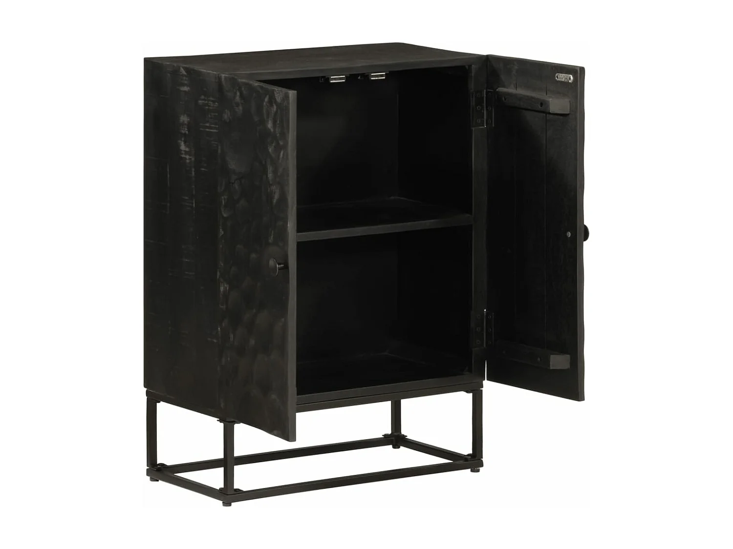 Buffet noir 55x30x76 cm bois massif de manguier et fer