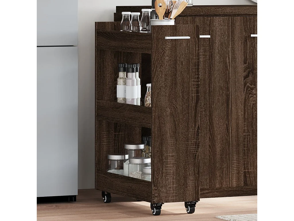 Kleiderschrank mit Rollen, braune Eiche, 60 x 22 x 79 cm, Holzwerkstoff