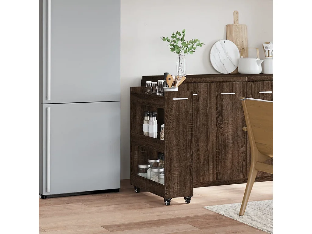 Kleiderschrank mit Rollen, braune Eiche, 60 x 22 x 79 cm, Holzwerkstoff