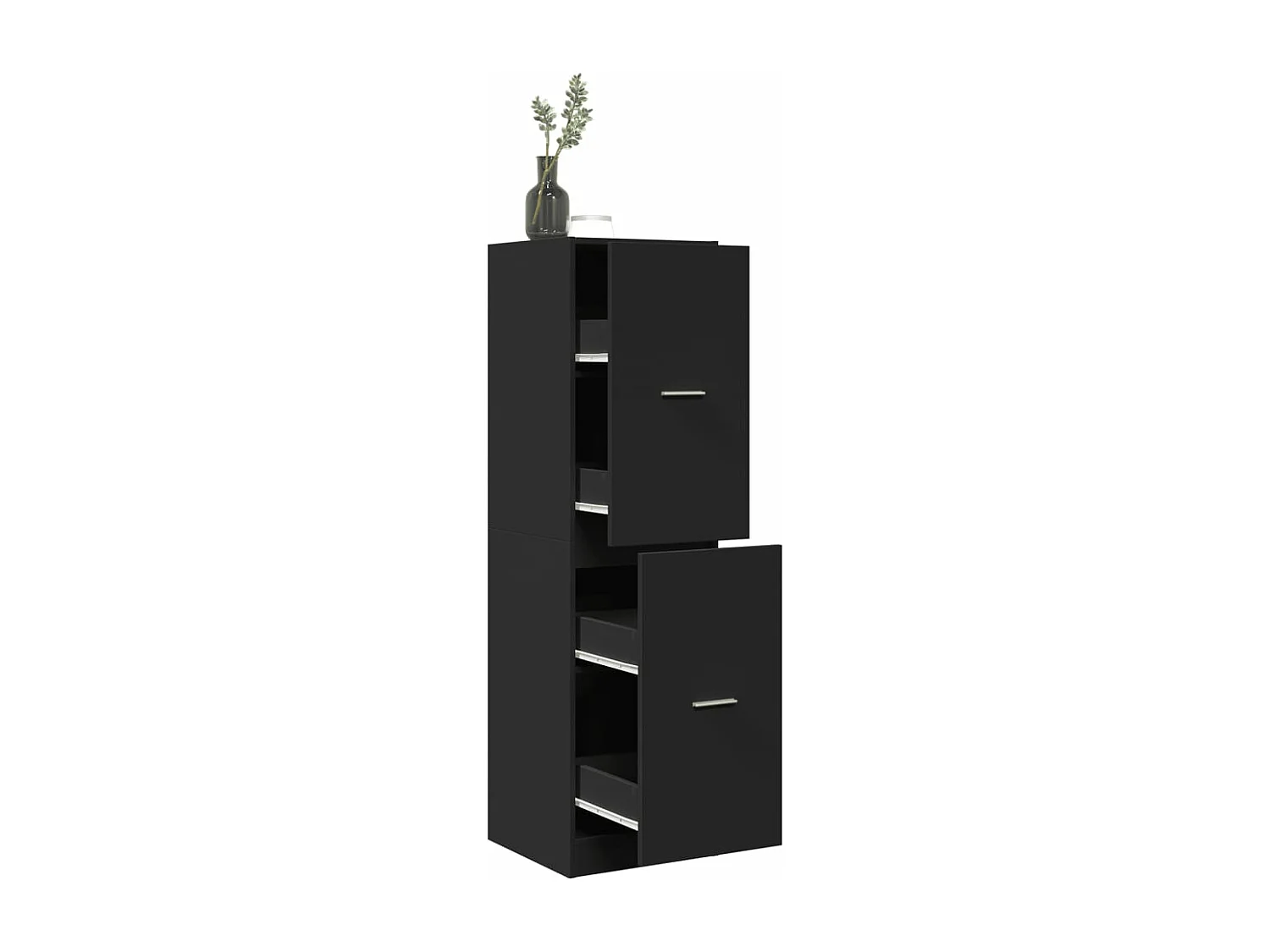 Mueble boticario negro 40x41x144,5 cm de madera contrachapada