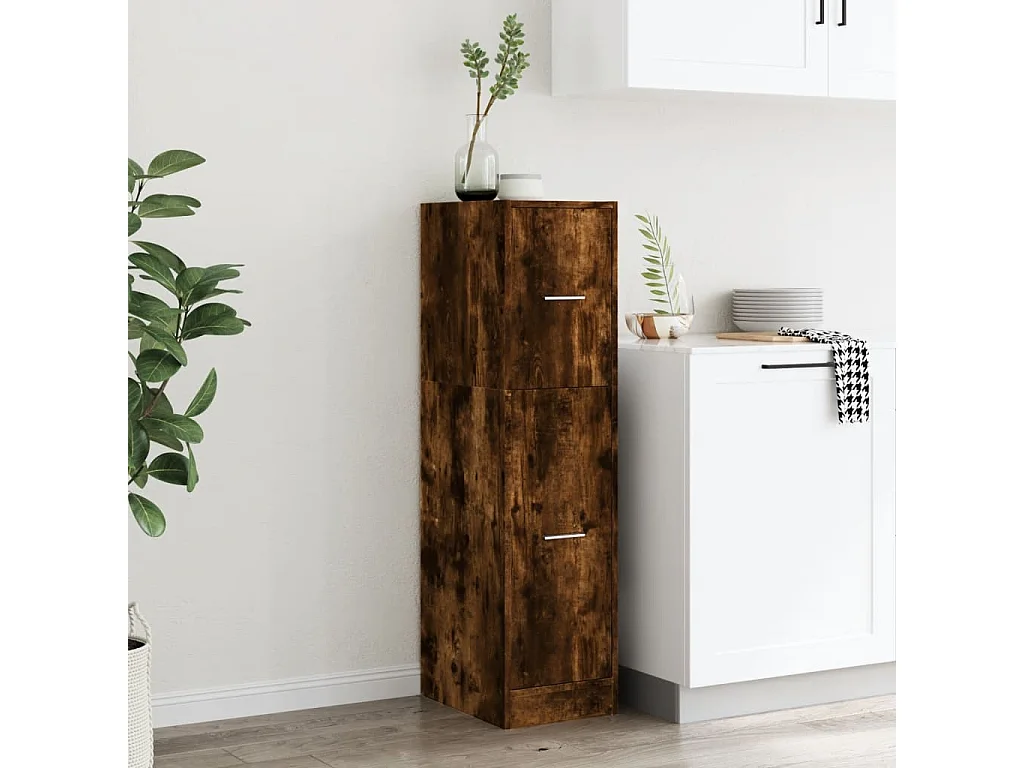 Armoire d'apothicaire chêne fumé 30x41x118 cm bois d'ingénierie