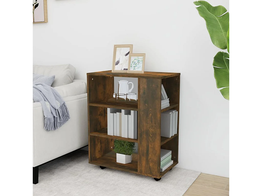 Armoire roulante Chêne fumé 60x35x75 cm Bois d'ingénierie