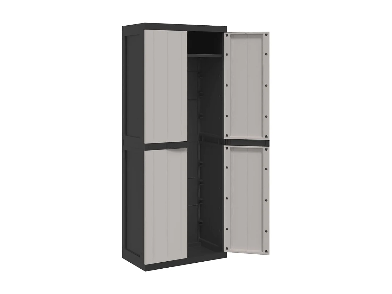 Armoire de rangement d'extérieur gris et noir 65x37x165 cm PP