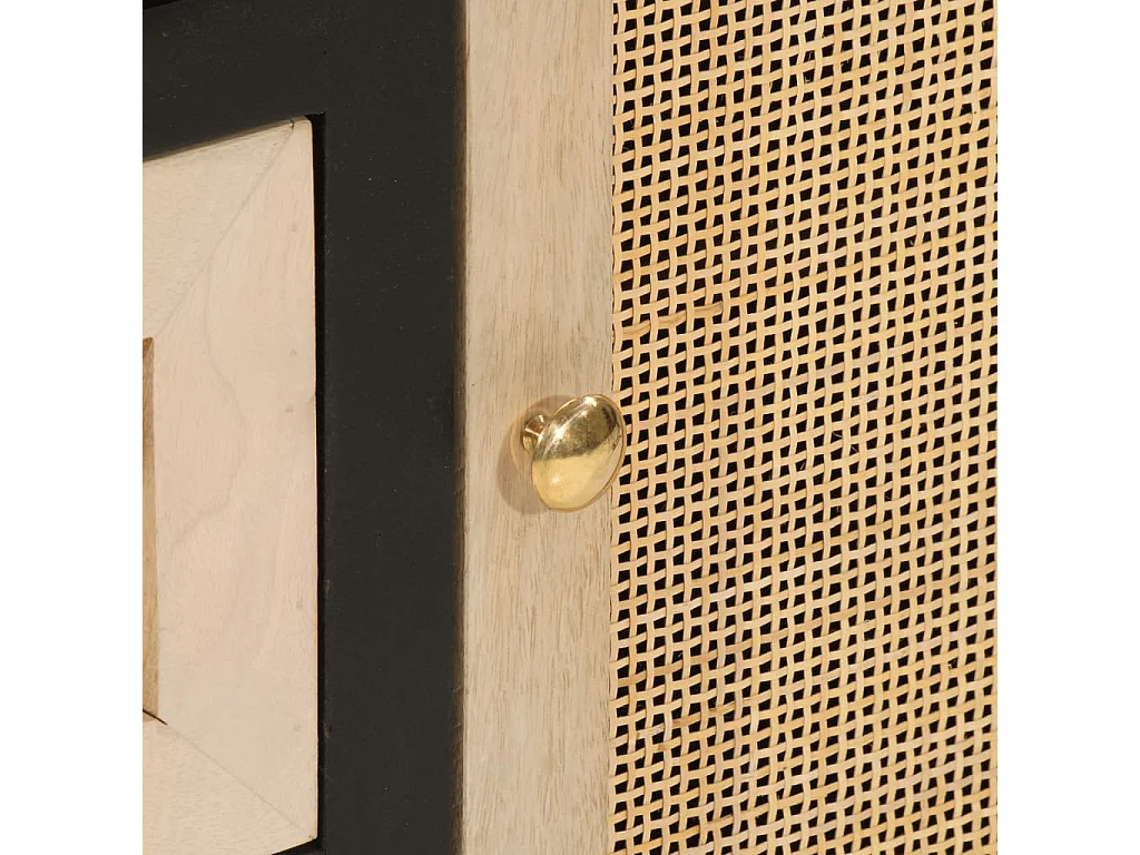 Credenza nera 55x30x76 cm in legno massello di mango e ferro