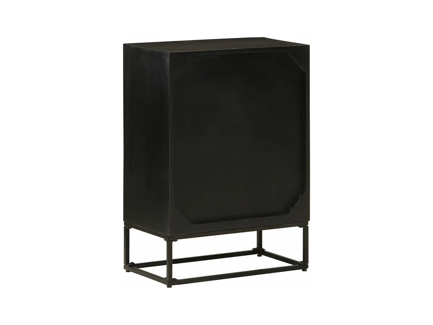 Buffet noir 55x30x76 cm bois massif de manguier et fer