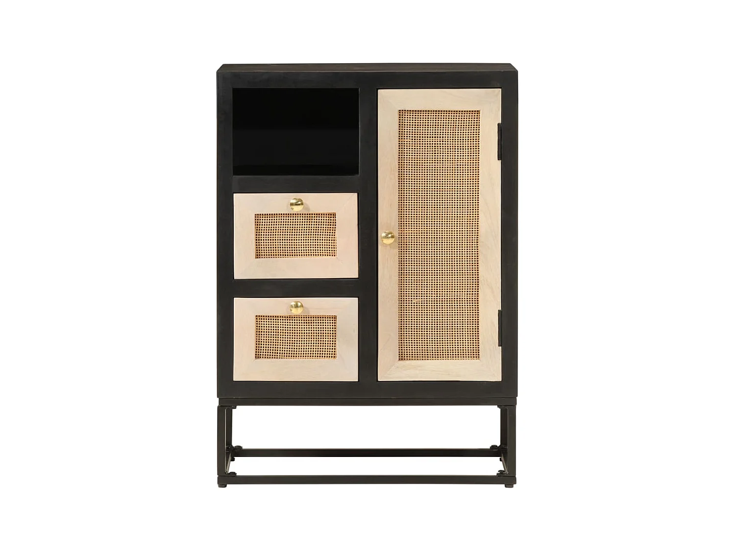 Buffet noir 55x30x76 cm bois massif de manguier et fer