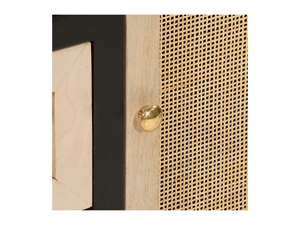 Buffet noir 55x30x76 cm bois massif de manguier et fer