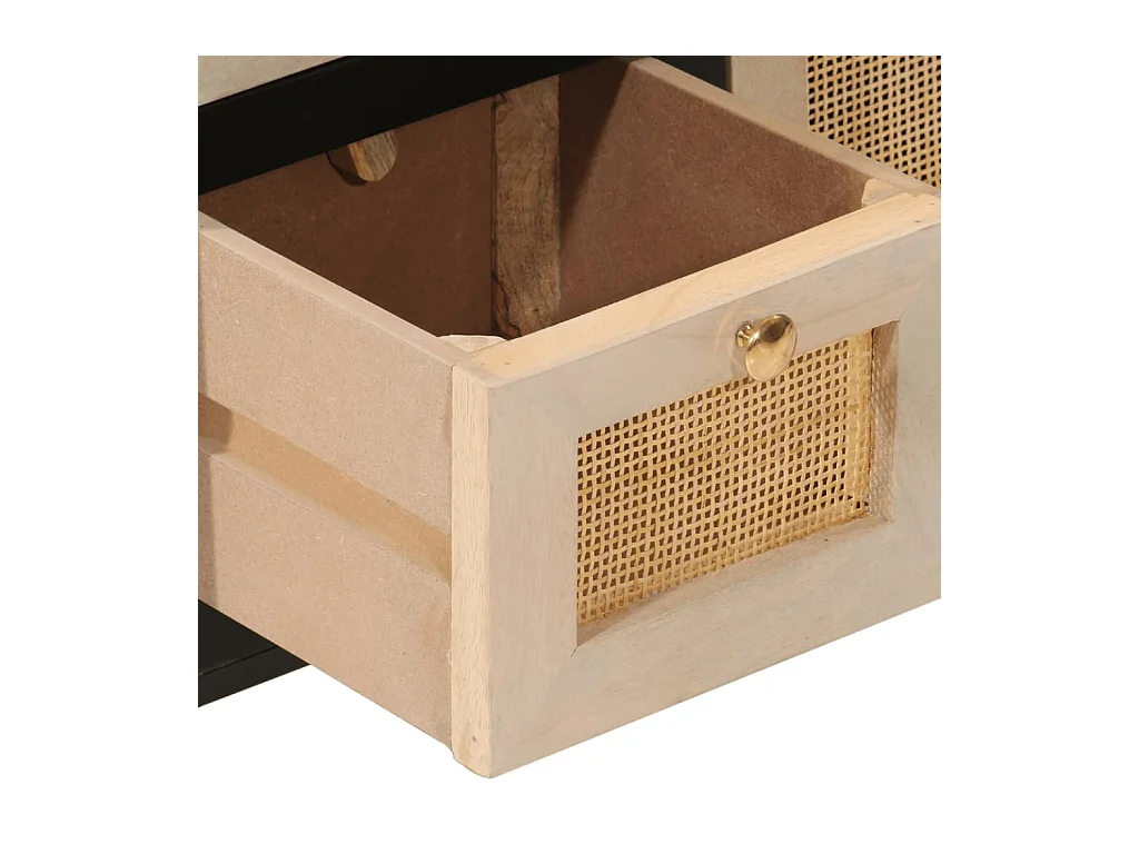 Buffet noir 55x30x76 cm bois massif de manguier et fer