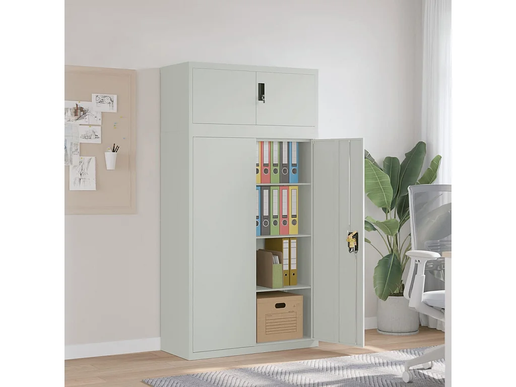 Hellgrauer Aktenschrank 90x40x180 cm aus Stahl