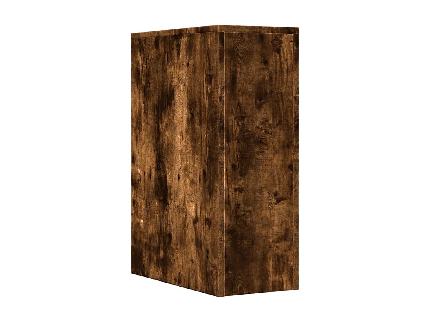 Mueble de baño estrecho con ruedas de roble ahumado