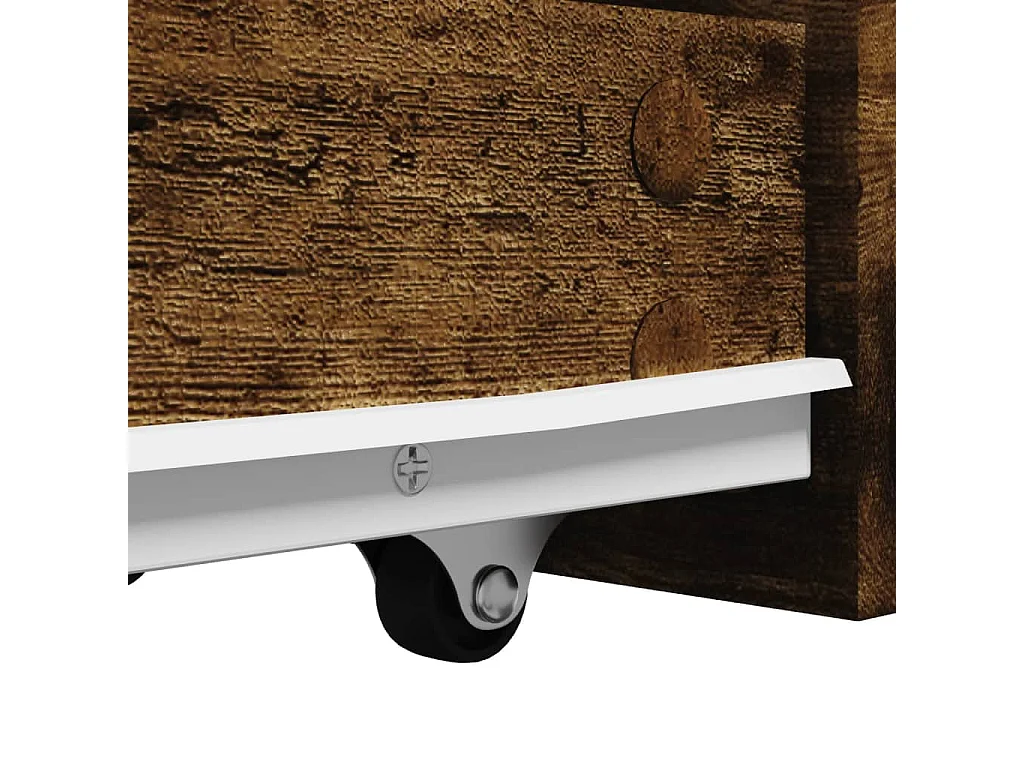 Mueble de baño estrecho con ruedas de roble ahumado