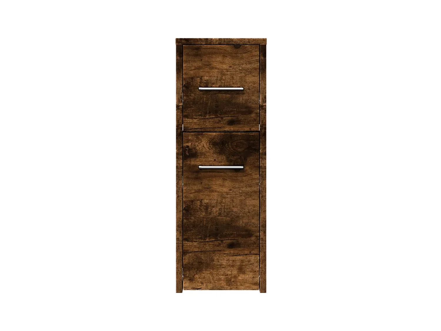 Armoire de salle de bain étroite avec roulettes chêne fumé