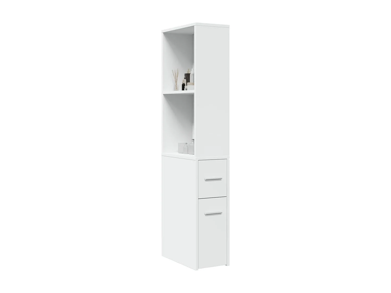 Armoire de salle de bain étroite avec roulettes blanc