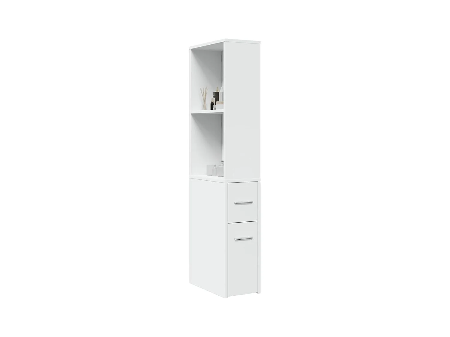 Mobile da bagno stretto con rotelle bianche