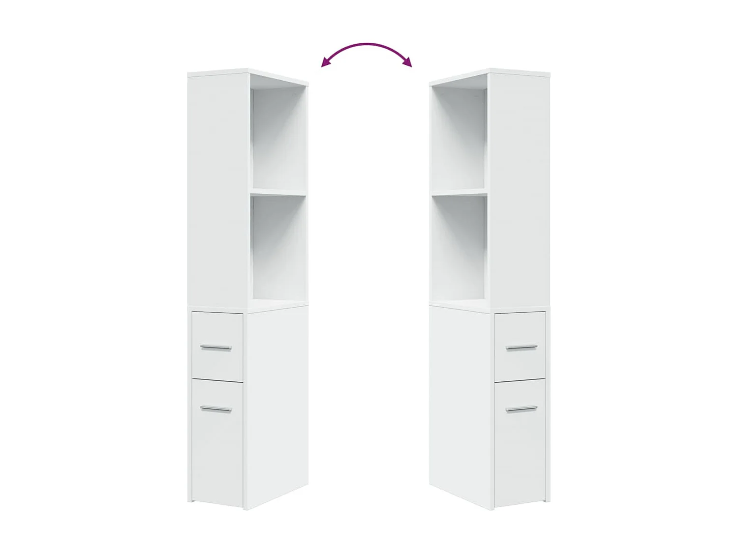 Armoire de salle de bain étroite avec roulettes blanc