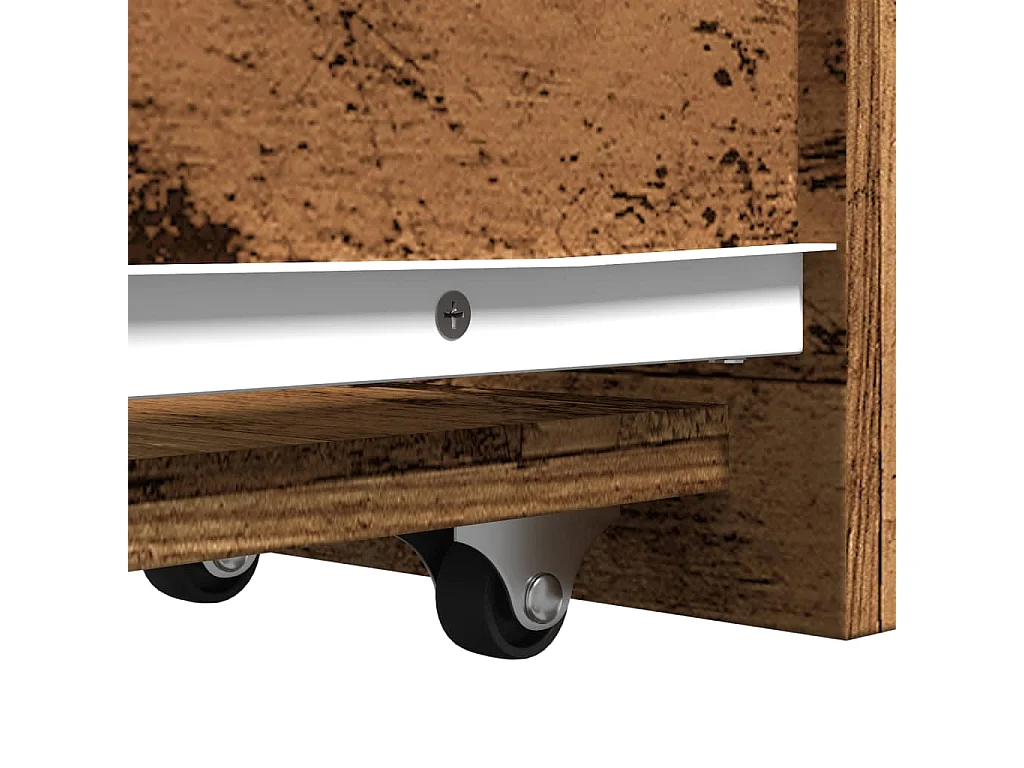 Mobile da bagno stretto con rotelle in legno antico