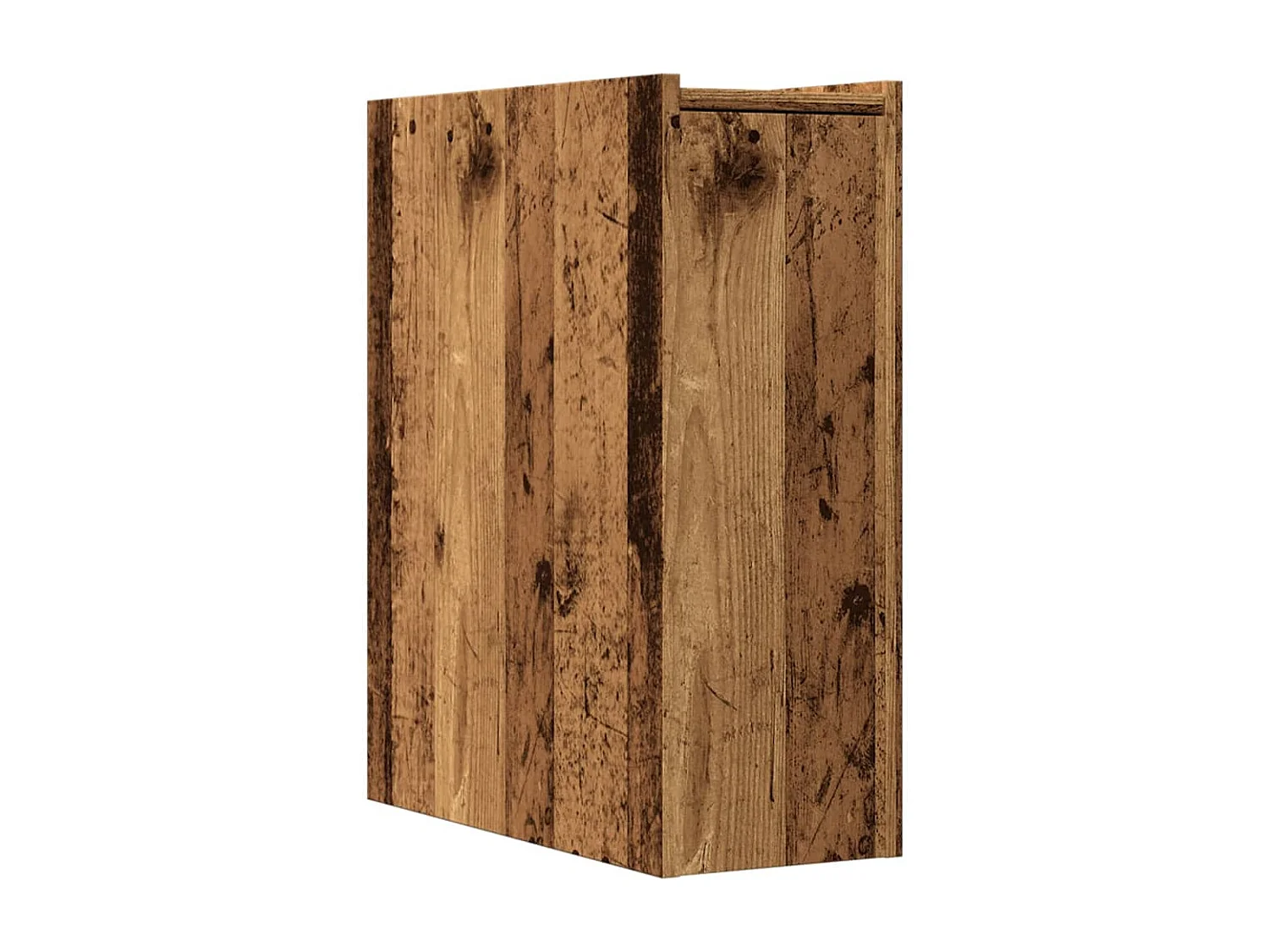 Armoire de salle de bain étroite avec roulettes vieux bois