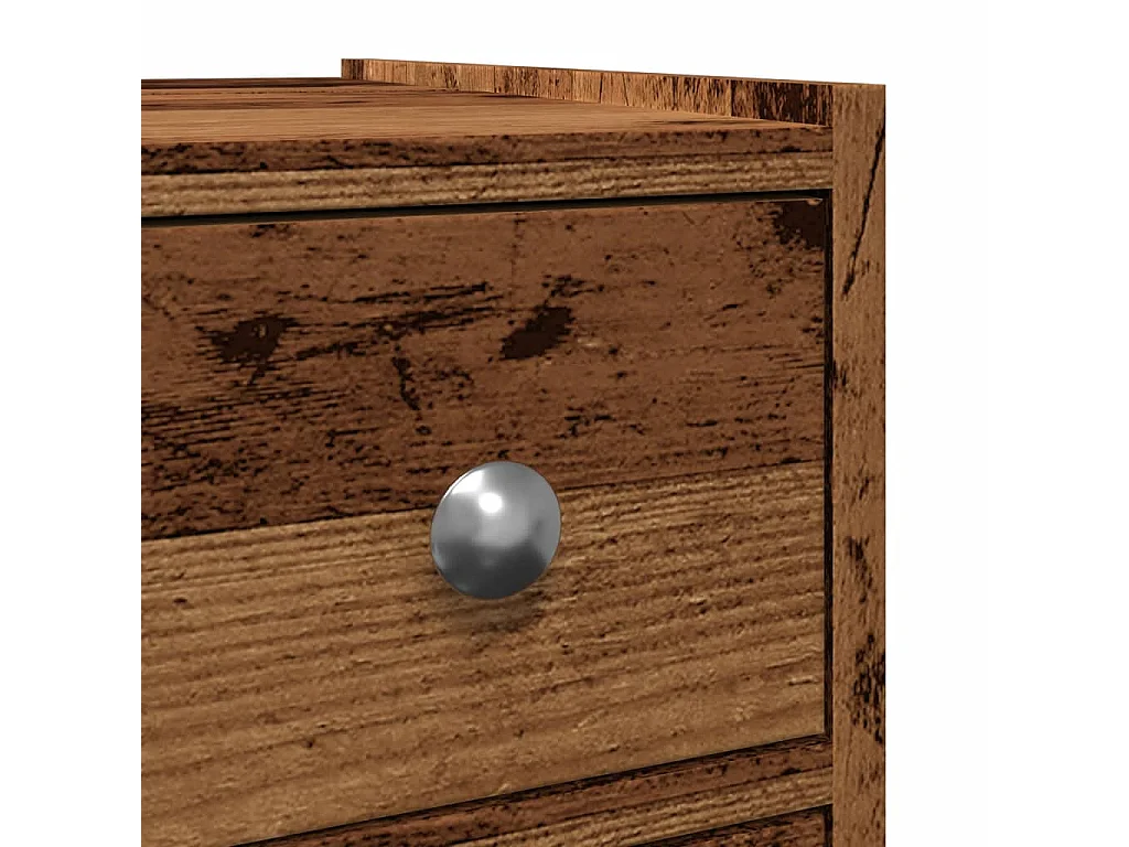 Armoire de salle de bain étroite avec roulettes vieux bois