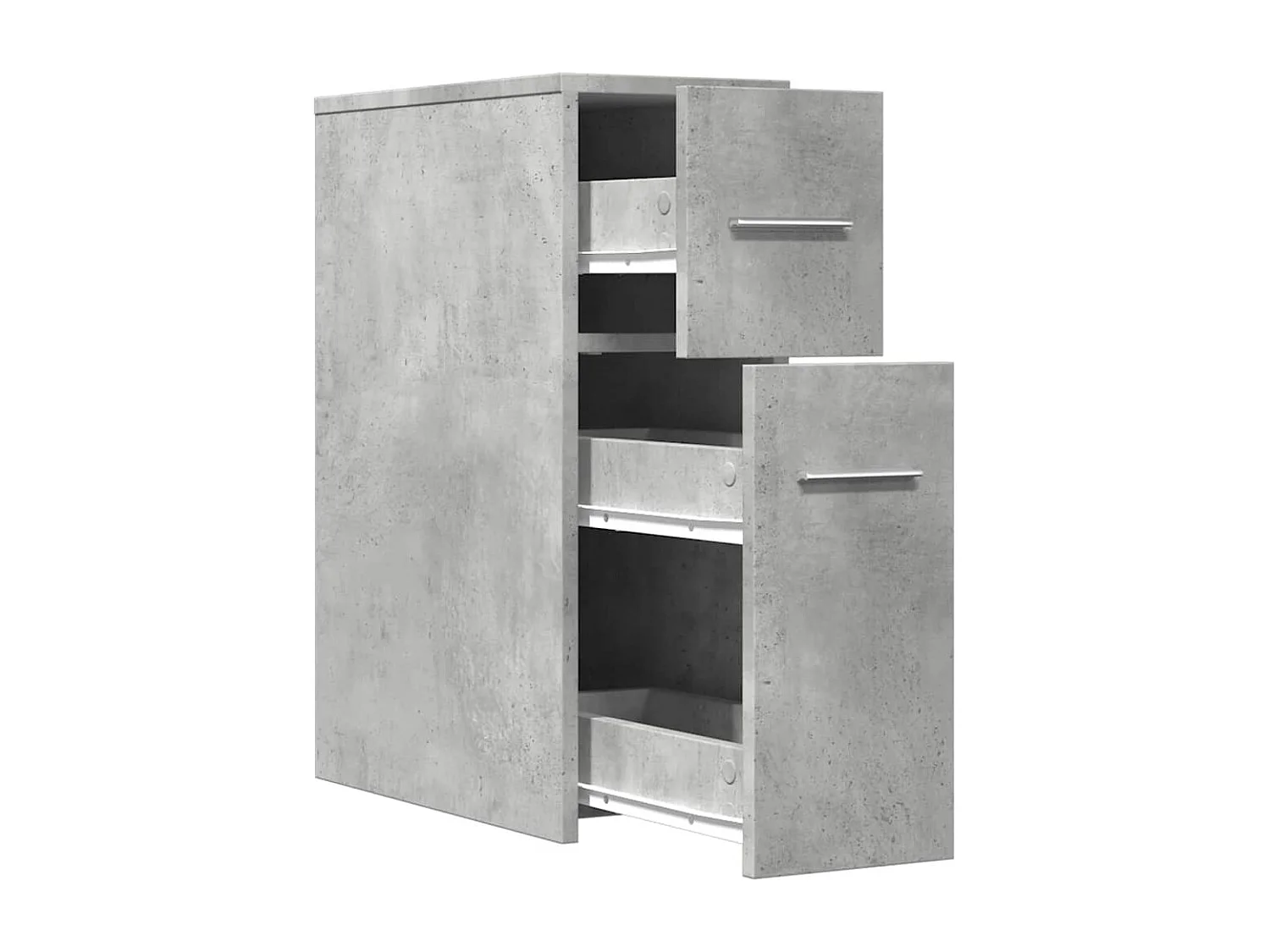 Mobile da bagno stretto con ruote grigio cemento