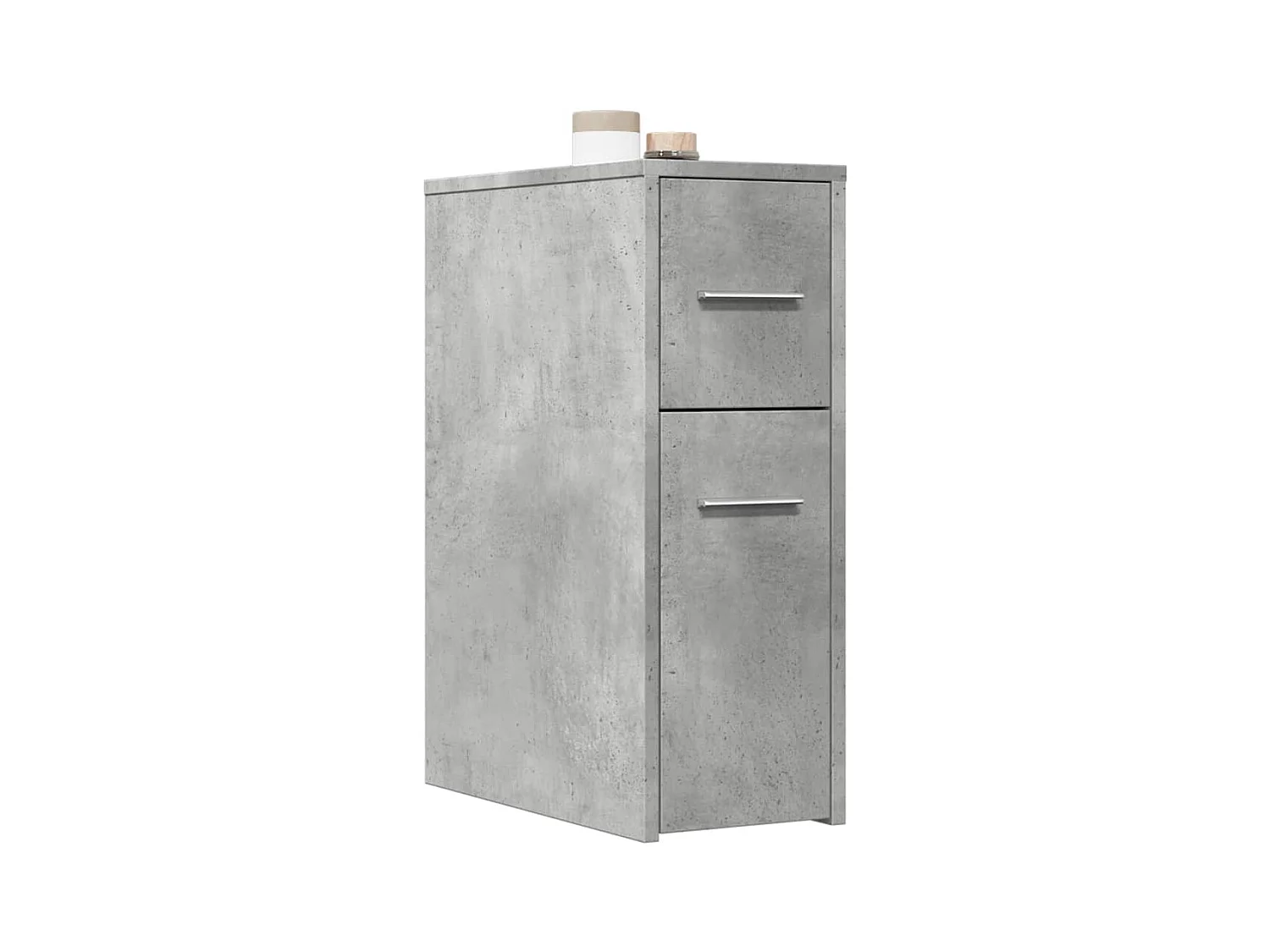 Armoire de salle de bain étroite avec roulettes gris béton