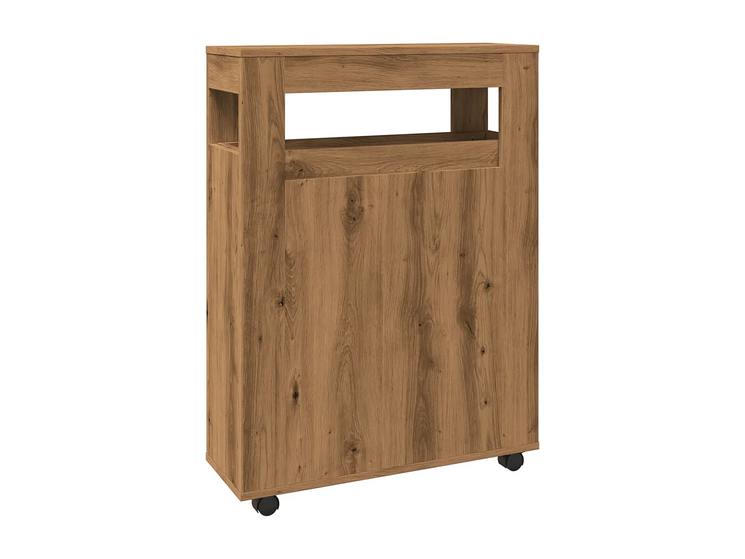 Meuble étroit de salle de bain à roulettes chêne artisanal