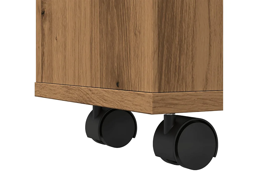 Meuble étroit de salle de bain à roulettes chêne artisanal